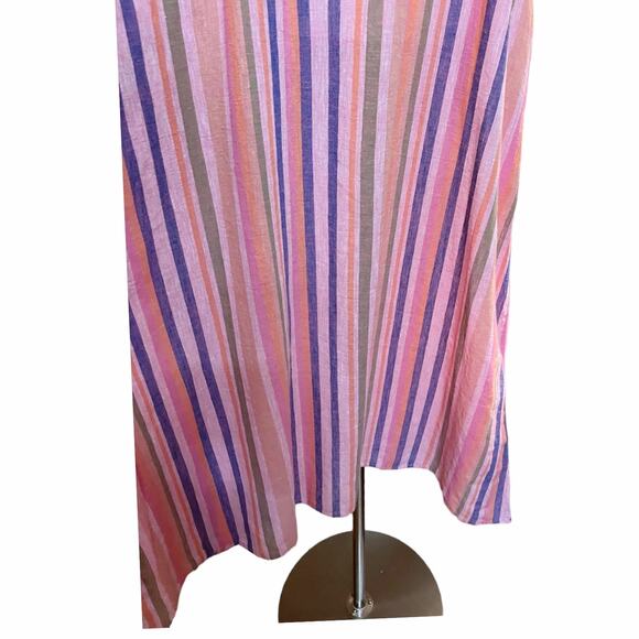 XIRENA Esme Stripe Cotton Dress In Citrus Melange Tie Straps Pockets Large NWT - Picture 4 of 16